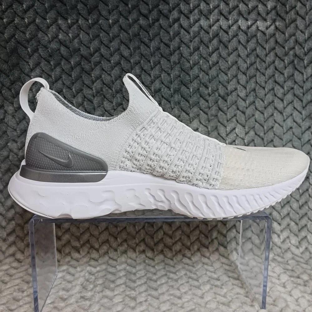 Nike React Phantom Run Flyknit 2 True White Silver Women's Running Shoes Size 9
